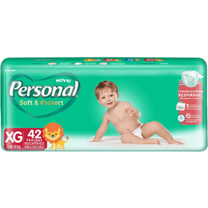 Fralda Descartável Soft and Protect, Personal, Extragrande, Branco, 42 unidades (Embalagem pode variar)