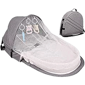 Ninho bolsa cama de bebê com mosquiteiro viagem portátil dobrável cinza